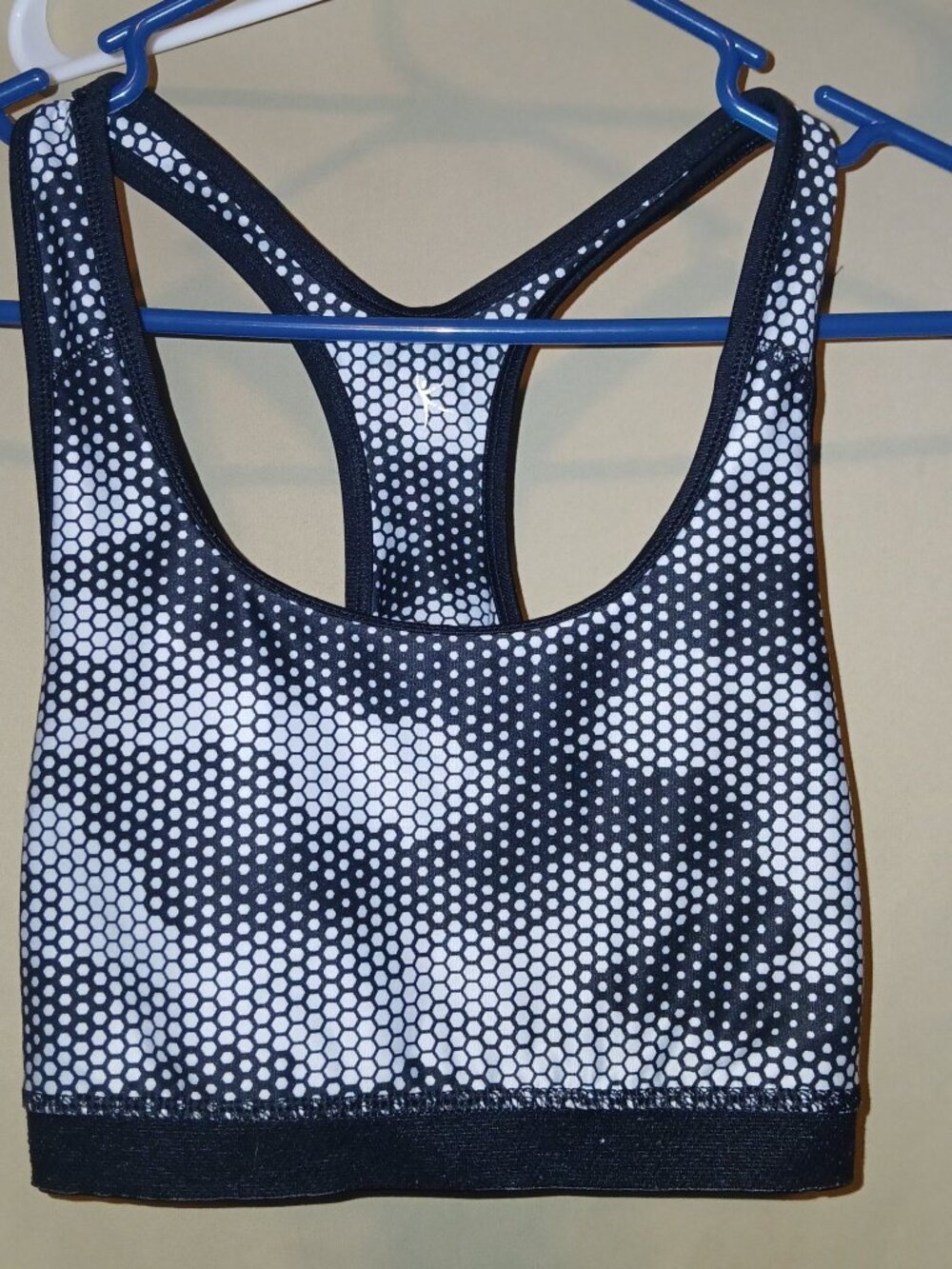 Danskin Dri-More Sports Bra M (8-10) Black White Honeycomb Racerback
